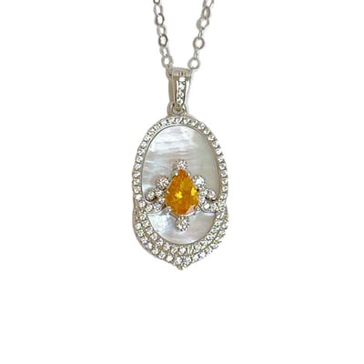 錳鋁榴石宮廷風貝母項鍊1