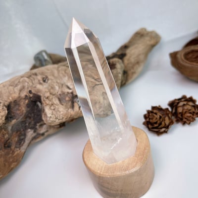 避邪擋煞/消除負能量/冰透料-《原礦白水晶柱》32