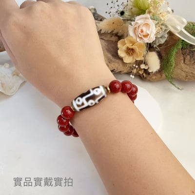 旺運勢/招財/擋煞-《九眼天珠·礦體硃砂手鍊》4