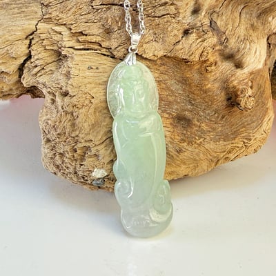 平安吉祥/心靈安定-《冰豆青緬甸玉觀音項鍊》6