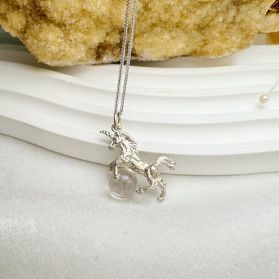 頂級白水晶/雙尖靈擺-《激光料圓珠獨角獸項鍊》5