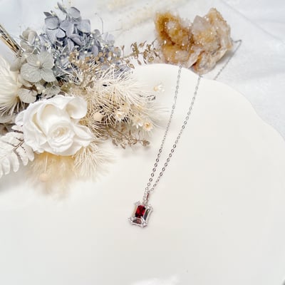 方型紅石榴項鍊2