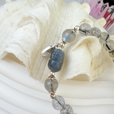 招財/擋煞/防小人-《拉長貔貅黑髮晶手鍊》3