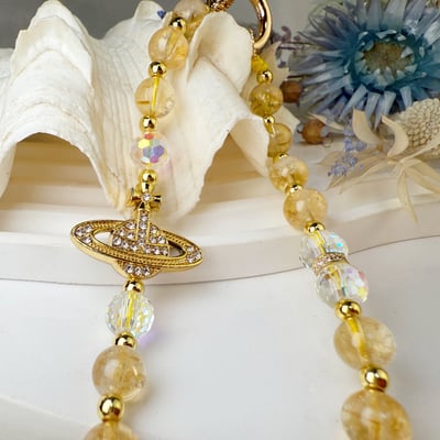 招財/開運-《黃水晶閃亮土星吊飾》4