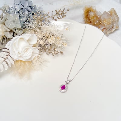 精鑲水滴形紅寶項鍊2