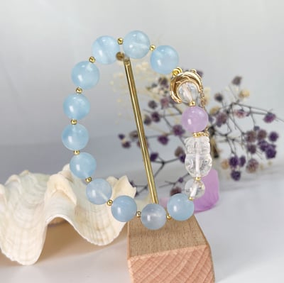 福氣/正能量-《福氣白水晶小豬·海藍寶手鍊》4