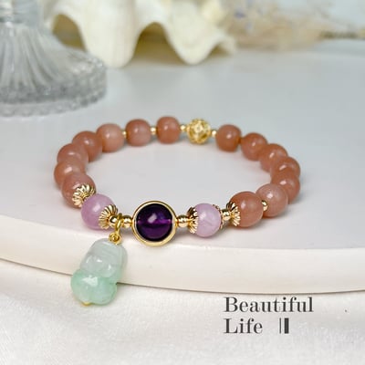 招財/平安/正能量-《玉貔貅橙月光石手鍊》5