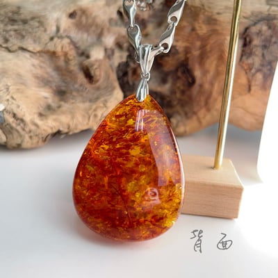 避邪擋煞/招財納福-《高清滿花黃金花珀琥珀項鍊》3