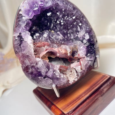 紫水晶共生幽靈水晶奇石水晶座6