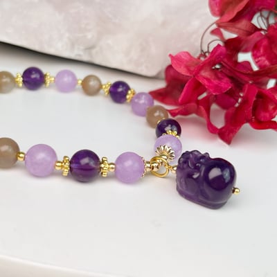 貴人/招財/運勢-《紫晶貔貅水晶手鍊》2