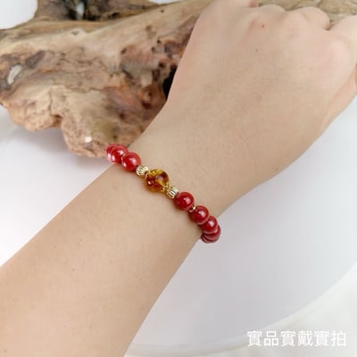 旺運勢/擋煞/防小人-《黃金花珀8mm帝王砂硃砂手鍊》5