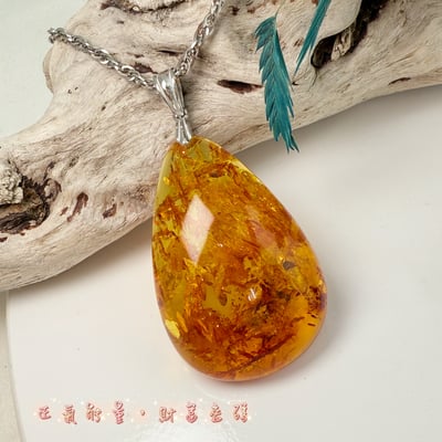 避邪擋煞/招財納福-《滿花黃金花珀琥珀項鍊》6