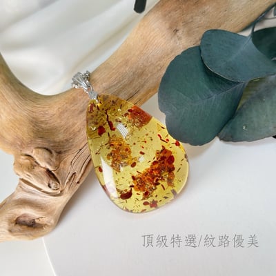 避邪去災/招財納福-《清料黃金花珀琥珀項鍊》3