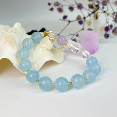 福氣/正能量-《福氣白水晶小豬·海藍寶手鍊》5