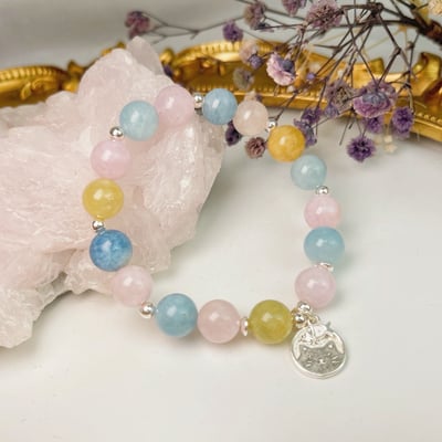 正能量/釋放壓力-《純銀貓咪摩根石手鍊》2