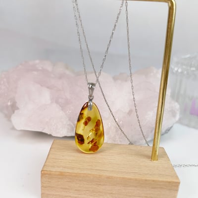 黃金花珀琥珀項鍊-81