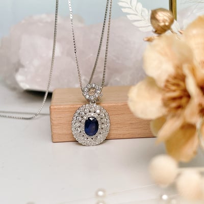 無燒/高貴/藍寶石-《層次滿鑽藍寶石項鍊》5