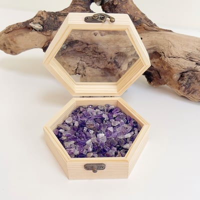 《水晶消磁淨化盒》-原木六角形8