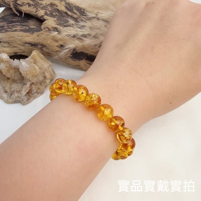 擋煞招財/天然琥珀-《9mm黃金花珀琥珀手鍊》6
