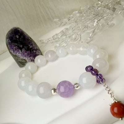 貴人/靜心-《紫晶白玉髓平安手鍊》2