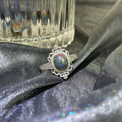 經典黑歐泊戒指2