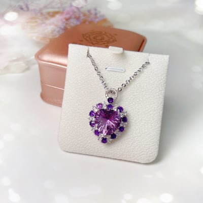 愛心千禧切紫水晶項鍊6
