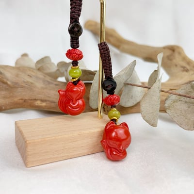 避邪擋煞/開運招財-《狐狸硃砂吊飾》3