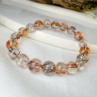 擋煞/招財-《10mm黑金超七素圈手鍊》5