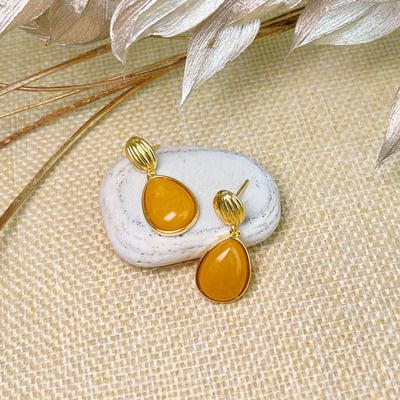 辟邪去災/招財納福-《韓風設計黃蜜蠟包鑲耳環》3