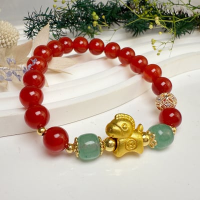 健康/平安-《馬上有錢紅玉髓手鍊》2