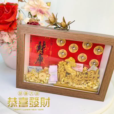 招財/貴人/開運-《馬年發財銅馬相框擺件》2