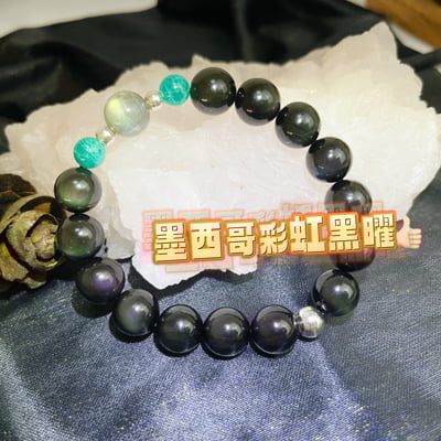 收藏級-墨西哥彩虹黑曜拉長天河手鍊6