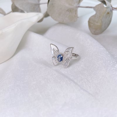 貝母蝴蝶藍寶戒指6