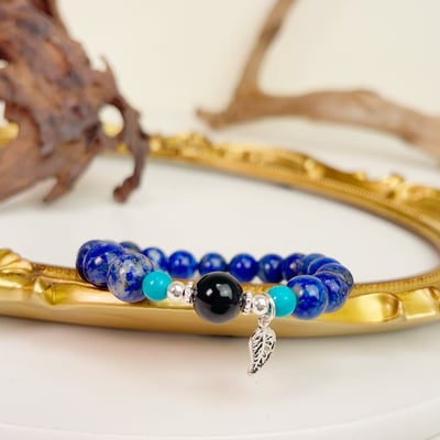 原礦無染/濃郁湛藍-《一葉致富青金石手鍊》4