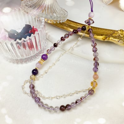 貴人/事業/擋煞-《雙尖紫晶·紫幽靈長珠鍊吊飾》2