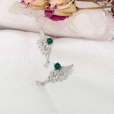 天使翅膀綠翡翠耳環2