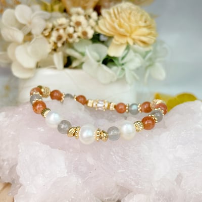 養顏珍珠/能量氣場-《天然珍珠金太陽拉長手鍊》2