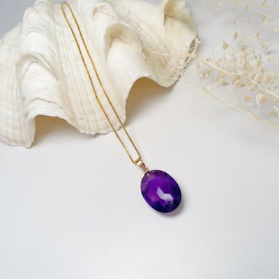 紫水晶立體橢形項鍊3