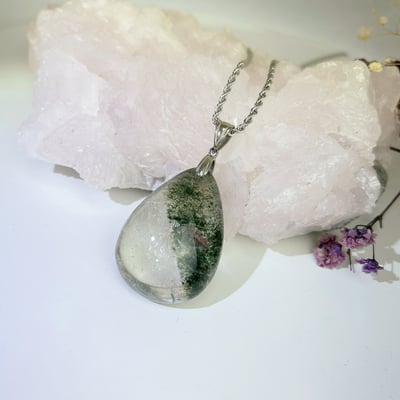 收藏級-清透料綠幽靈水晶項鍊3