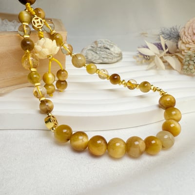 招財納福/蓮花靜心-《黃金虎眼蓮花手機繩吊飾》4