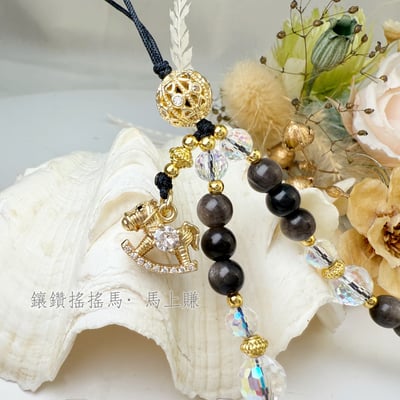 平安/擋煞/防小人-《銀曜蝴蝶結馬上鑽手機繩》4