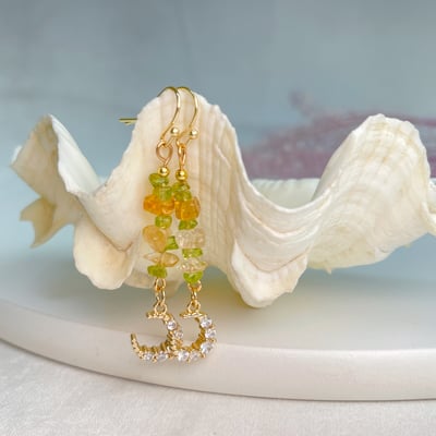 事業能量-《黃水晶橄欖石月亮耳環》3