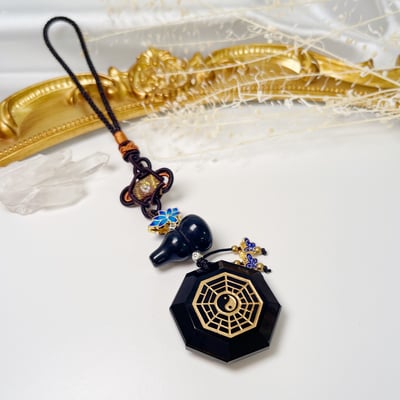 避邪黑曜/擋煞/防小人-《太極黑曜八卦+葫蘆吊飾》2