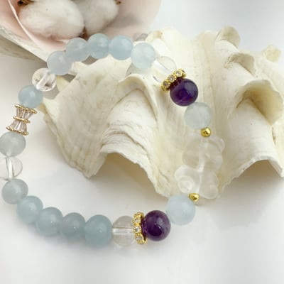 心靈/創新/溝通-《白水晶熊海藍寶手鍊》3