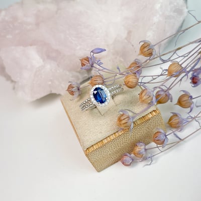 色澤濃郁/收藏級-《藍晶石雙排珠設計戒指》4