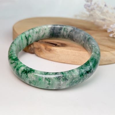 平安吉祥/養護磁場-《陽綠飄花帶烏雞玉手鐲》15