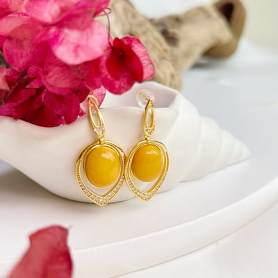 辟邪去災/招財納福-《輕奢華珍品黃蜜蠟耳環》5