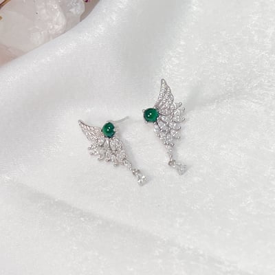 天使翅膀綠翡翠耳環3