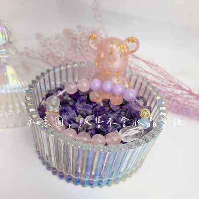 淨化消磁-《粉晶金箔小熊水晶淨化盒》5