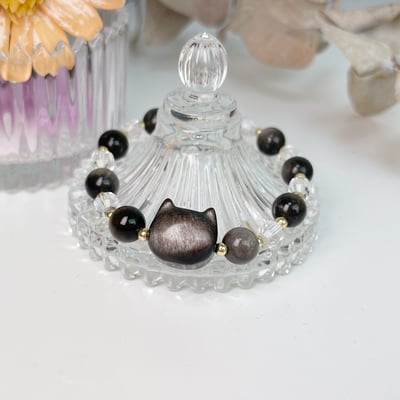 避邪/平安/招財-《銀曜貓咪白水晶手鍊》4